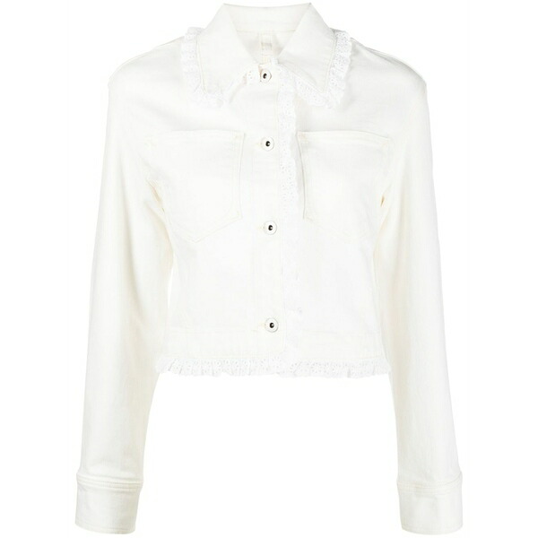 ケンゾー レディース 上衣＆上衣 アウター Broderie-anglaise cropped denim jacket Neutrals