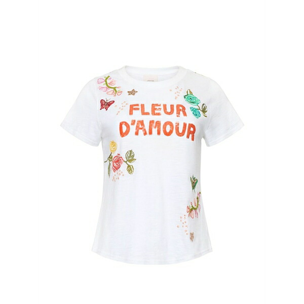 サンクアセプト レディース Tシャツ トップス Fleur d'amour t-shirt White|asty