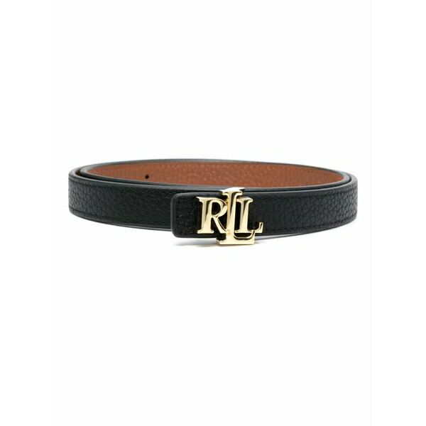 ラルフローレン レディース ベルト アクセサリー Logo-buckle reversible leather belt Black|asty