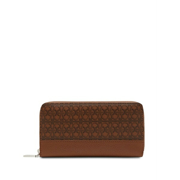 コチネレ レディース 紙入れ 付属品 Monogram-pattern zip wallet Brown