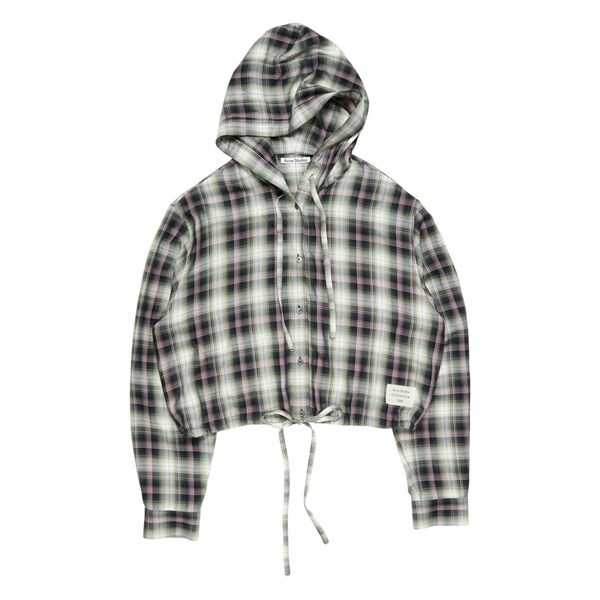 アクネ ストゥディオズ レディース パーカー・スウェットシャツ アウター Hooded plaid top Black