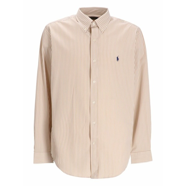 ラルフローレン メンズ シャツ トップス Striped-pattern cotton shirt Neutrals