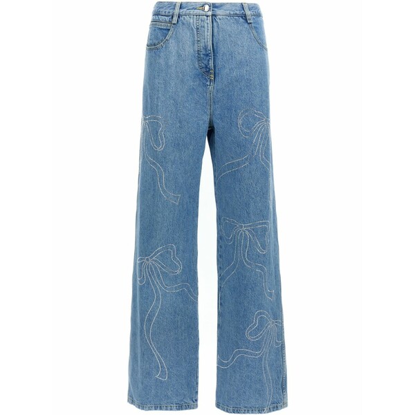 マッハ アンド マッハ レディース デニムパンツ ボトムス Crystal-embellished jeans Blue|asty