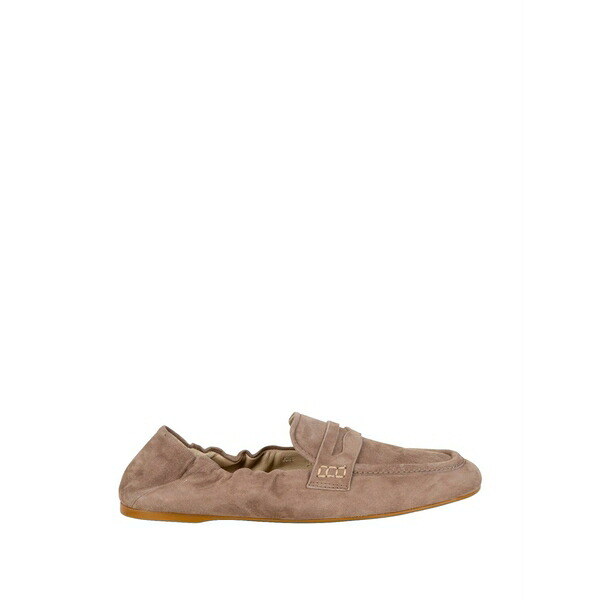 グリエルモ ロッタ レディース スリッポン・ローファー シューズ Gathered suede sandals Brown