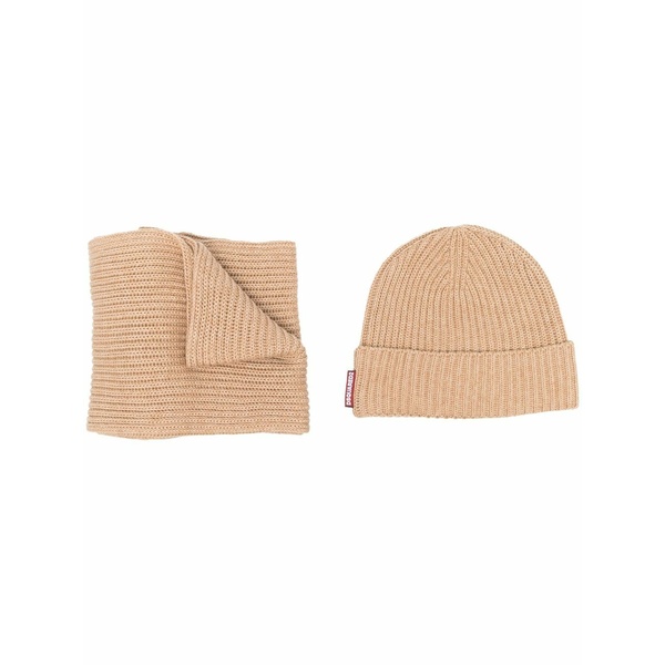 ディースクエアード メンズ えり巻き・袈裟・えり巻き 付属物 Knitted beanie hat and scarf set Neutrals