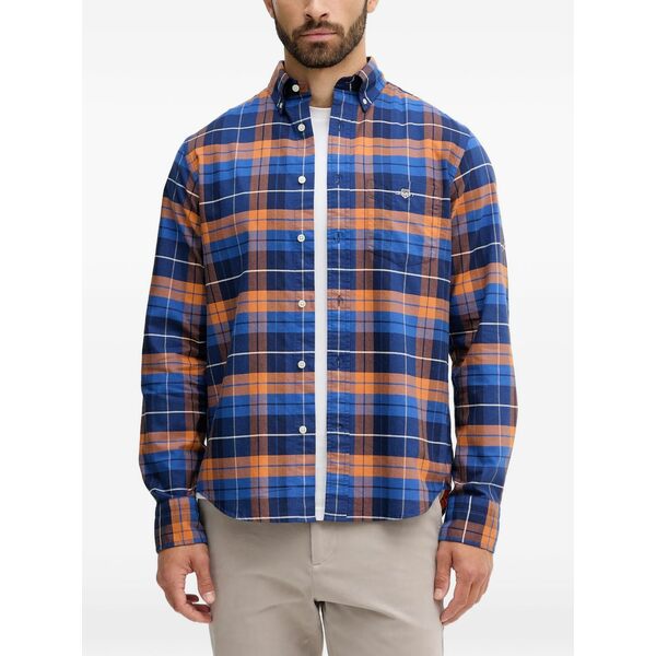ガント メンズ シャツ トップス Checked oxford shirt  Blue