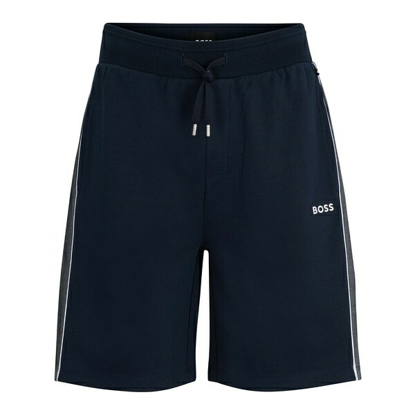 ボス メンズ カジュアルパンツ ボトムス Logo-embroidered track shorts Blue|asty