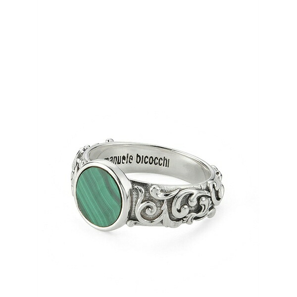 エマニュエレ ビコッキ メンズ 輪っか 添え物 Arabesque malachite ring Green