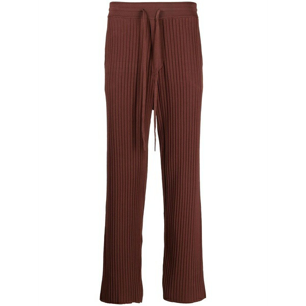 ナヌーシュカ メンズ カジュアルパンツ ボトムス Ribbed straight-leg trousers Brown｜asty