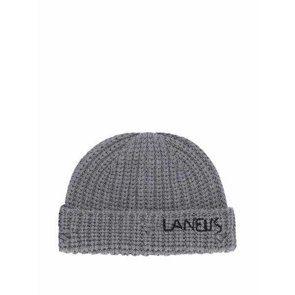 ラネウス メンズ かぶり笠 付属品 Logo-embroidered beanie hat Grey