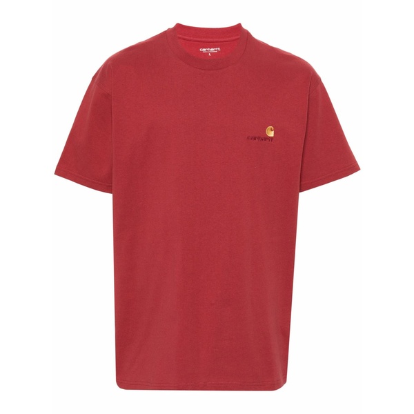 カーハート メンズ Tシャツ トップス American script organic cotton t-shirt Red｜asty