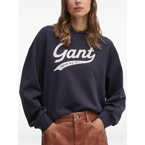 ガント レディース パーカー・スウェットシャツ アウター Logo-appliqu茫漏 hoodie  Blue