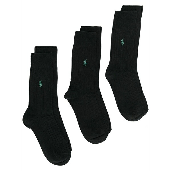 ラルフローレン メンズ ソックス アンダー御召しもの Set of three ankle socks Black