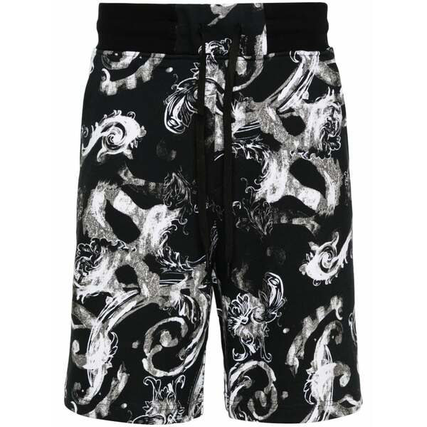 ベルサーチ メンズ カジュアルパンツ ボトムス Watercolour couture cotton shorts Black|asty