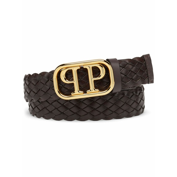 フィリップ飾り気の無い メンズ 三尺帯 添え物 Logo buckle leather belt Brown