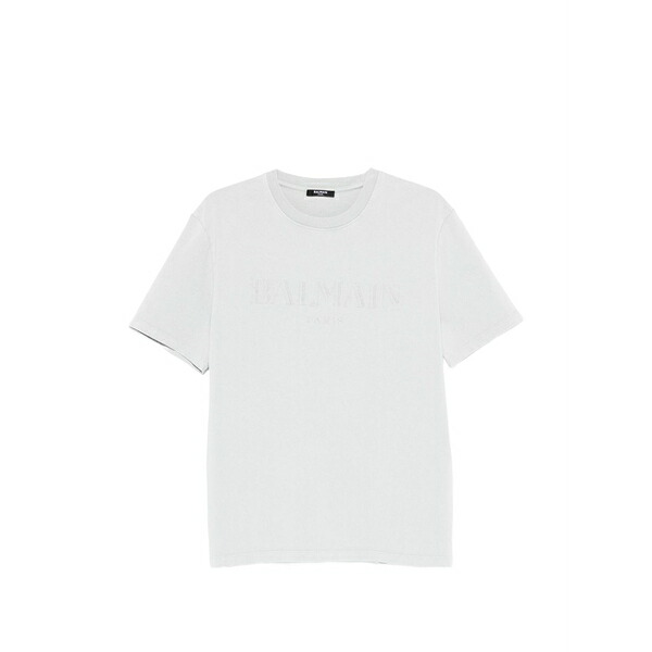 バルマン メンズ Tシャツ トップス Logo-embroidered t-shirt Grey｜asty