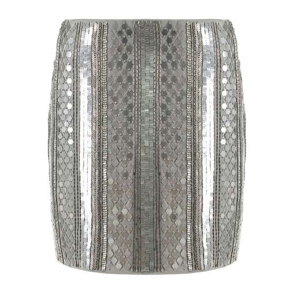 アルベルタ フェレッティ レディース スカート ボトムス Beaded-embellishment mini skirt Silver|asty