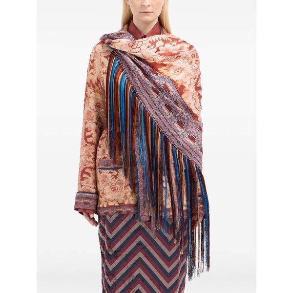 ピエール＝ルイ・マシア メンズ えり巻き・袈裟・えり巻き 付属物 Floral-pattern fringed-edges scarf Brown