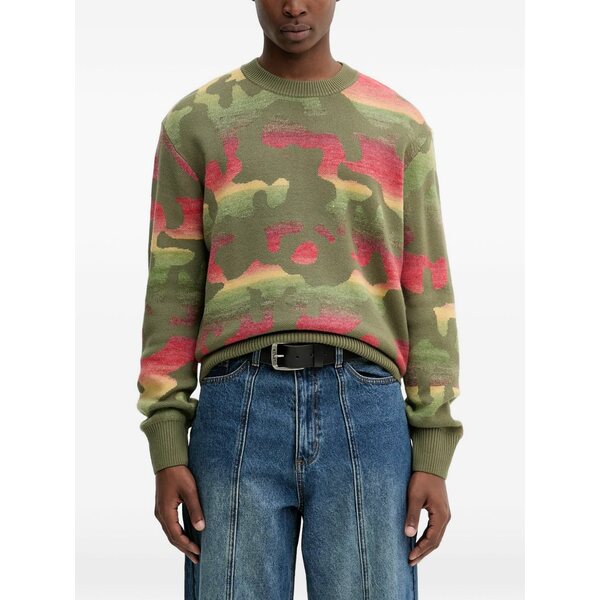 デジグアル メンズ 編み物\u0026プルオーバー アウター Camouflage sweater Green