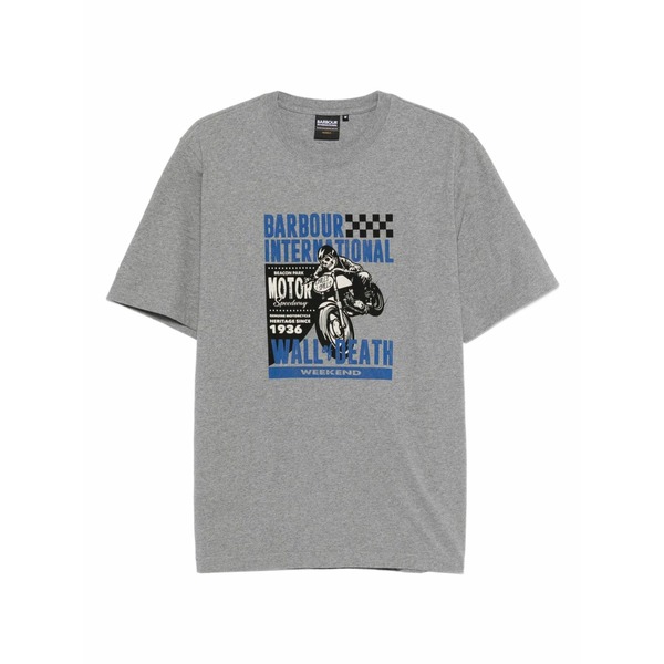 バブアー メンズ Tシャツ トップス Motorcycle-print t-shirt Grey｜asty