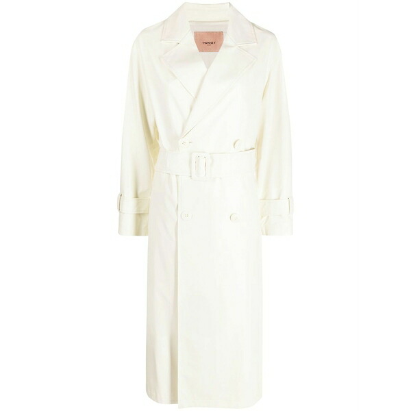 ツインセット レディース コート アウター Belted double-breasted coat Neutrals|asty