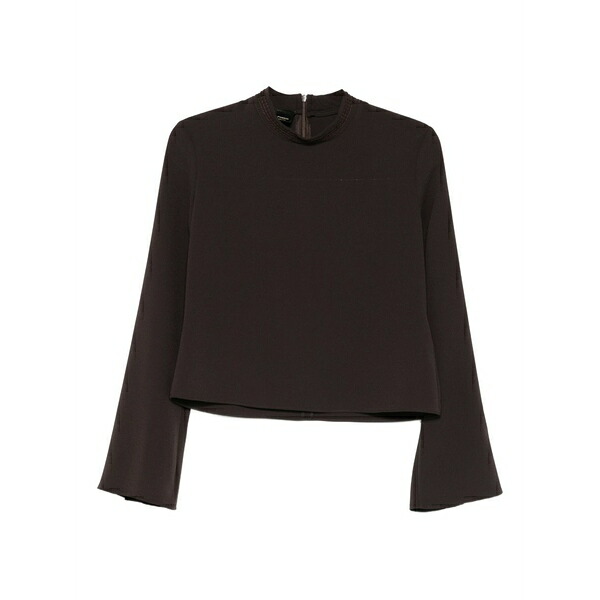 ピンコ レディース シャツ トップス Bucatini flared-sleeve blouse Brown|asty