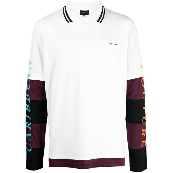 ボッター メンズ ティーシャツ トップス Layered-effect logo-embroidered t-shirt White メンズファッション-トップス