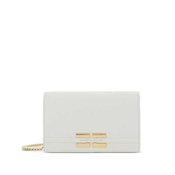 エリザベスフランキ レディース クラッチペダル御徒面子 御徒面子 Lettering chain clutch bag White