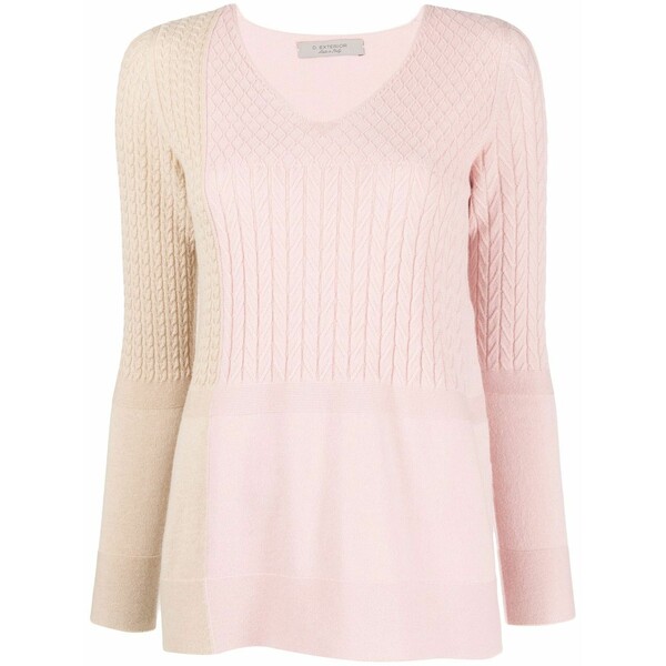 ディー・エクステリア レディース 編み物\u0026プルオーバー アウター Colour-block cable-knit jumper Pink レディースファッション-トップス