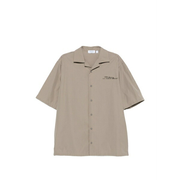 オフホワイト メンズ シャツ トップス Buttoned short-sleeve shirt Neutrals｜asty