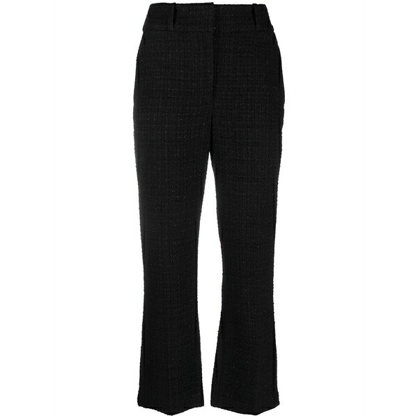 イロ レディース カジュアルパンツ ボトムス Boucl茫漏 straight-leg cropped trousers Black|asty