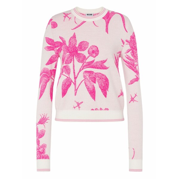 モスキーノ レディース 編み物\u0026スウェーター アウター Floral-print wool sweater White
