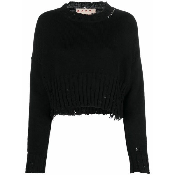 マルニ レディース 編み物\u0026スウェーター アウター Distressed cropped jumper Black