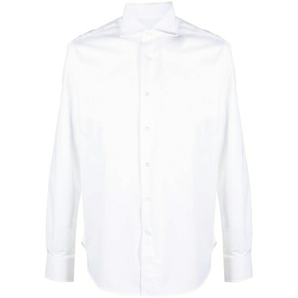 オリアン メンズ プルオーバー トップス Long-sleeve button-up shirt White