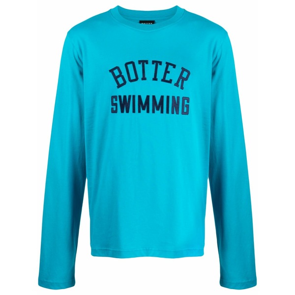 ボッター メンズ ティーシャツ トップス Logo-embroidered organic cotton t-shirt Blue Tシャツ・カットソー-メンズファッション-トップス