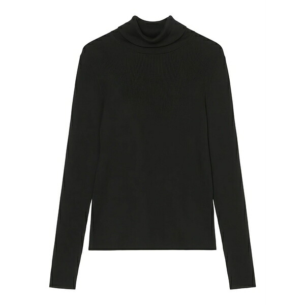 マルコポーロ レディース カットソー トップス Turtleneck ribbed top Black｜asty