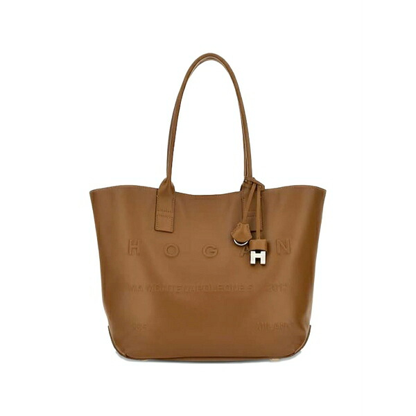 ホーガン レディース トートバッグ バッグ Small address leather tote bag Brown