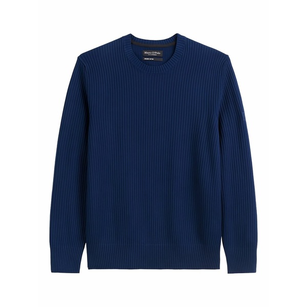 マルコポーロ メンズ 編み物\u0026プルオーバー アウター Ribbed crew-neck sweater Blue