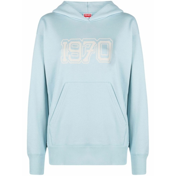 ケンゾー レディース パーカー・スウェットシャツ アウター Graphic-print cotton hoodie Blue