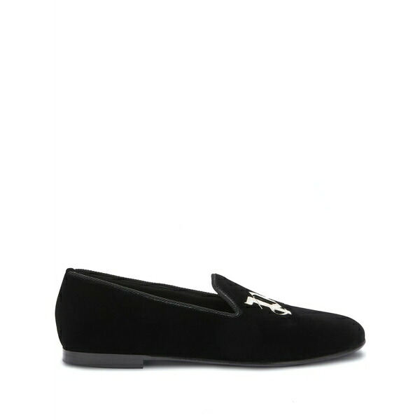 パーム・エンジェルス メンズ スリッポン・ローファー シューズ Monogram-embroidered suede loafers Black|asty