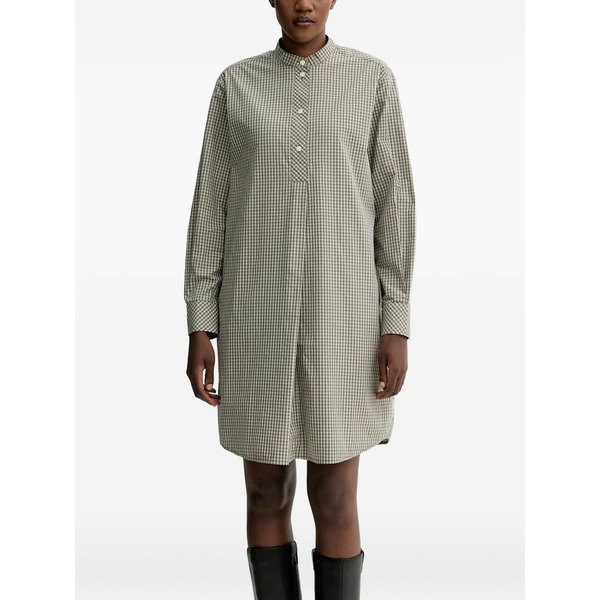 マルコポーロ レディース ワンピース トップス Mini-checked button-up shirt dress Green｜asty