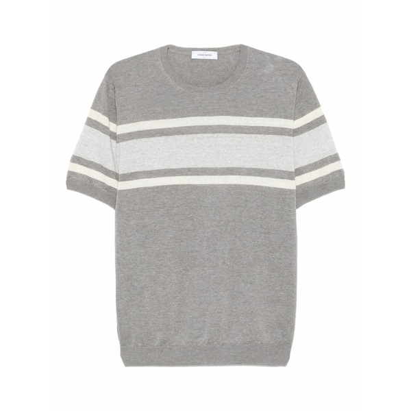 グランサッソ メンズ Tシャツ トップス Stripe-detail t-shirt Grey|asty