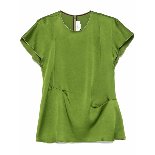 ヴィクトリア ベッカム レディース Tシャツ トップス Pleat-detail top Green｜asty