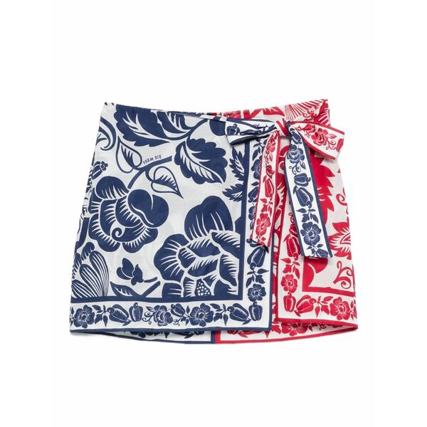 ファーム リオ レディース スカート ボトムス Floral-print tie skirt Blue｜asty