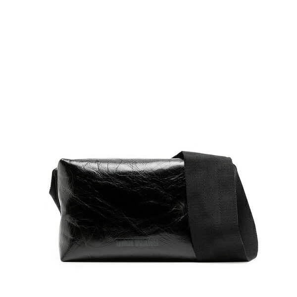 ユマ・一 レディース ショルダーバッグ 御徒面子 Logo-embossed leather shoulder bag Black
