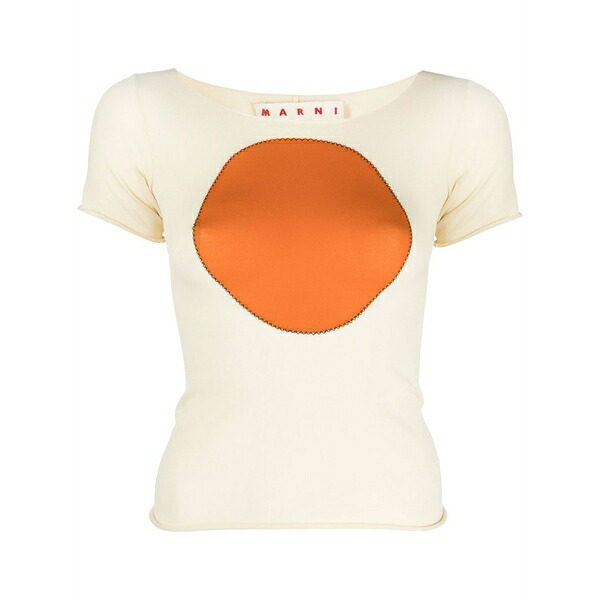 マルニ レディース ティーシャツ トップス Contrast patch t-shirt Neutrals