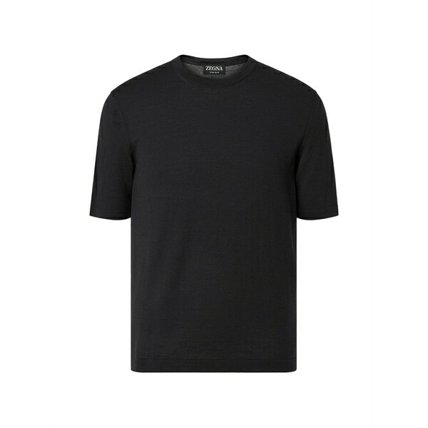 ゼニア メンズ ティーシャツ トップス Black t-shirt Black
