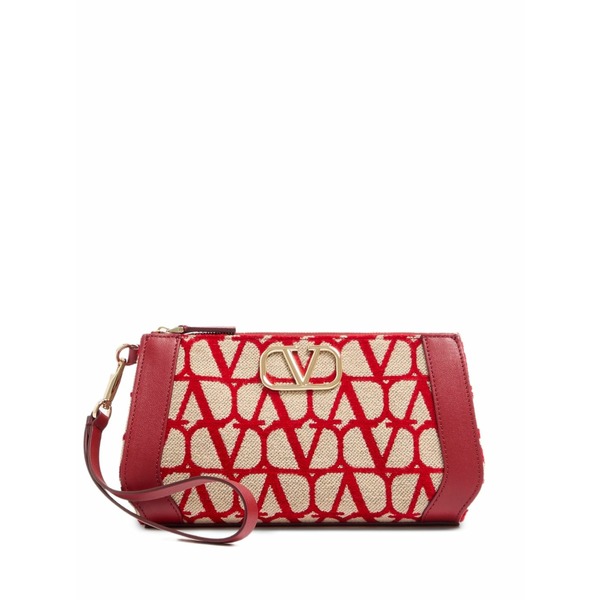 ヴァレンティノ ガラヴァーニ レディース クラッチペダル御徒面子 御徒面子 Vlogo signature clutch bag インチ toile iconographe Red