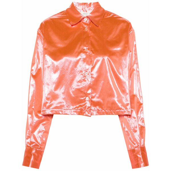 フォルテ フォルテ レディース プルオーバー トップス Cropped lam￡ shirt Pink