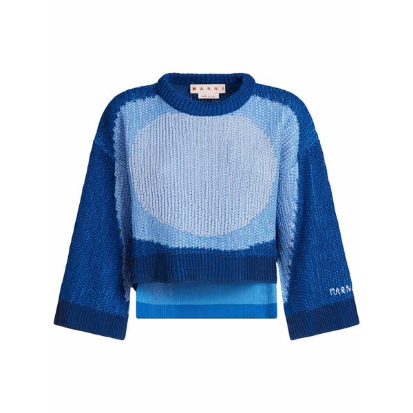 マルニ レディース 編み物\u0026プルオーバー アウター Intarsia-knit cotton jumper Blue